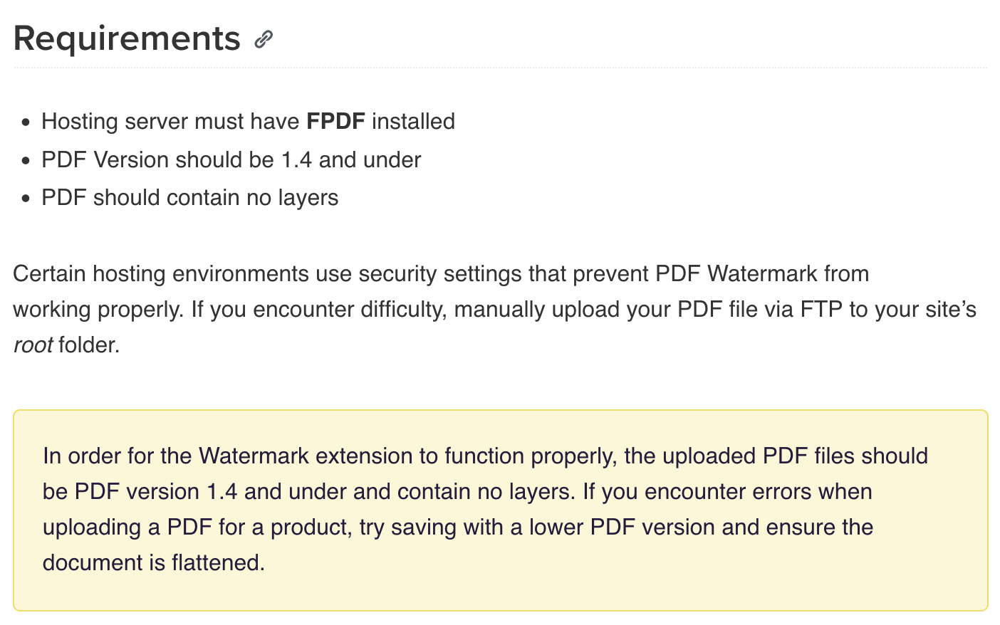 WooCommerce PDF Wateramark wants you to have old PDF files and FPDI on your server